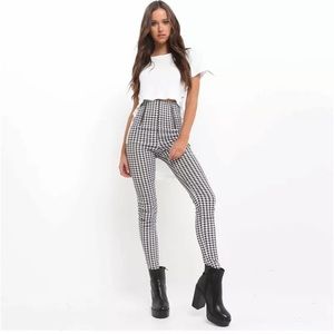 Check high waist retro vintage style trousers